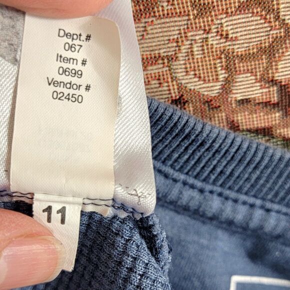 Eddie Bauer Shirt Mens XL Blue Quartz Trail Thermal Crew Neck Waffle Knit - Picture 13 of 13